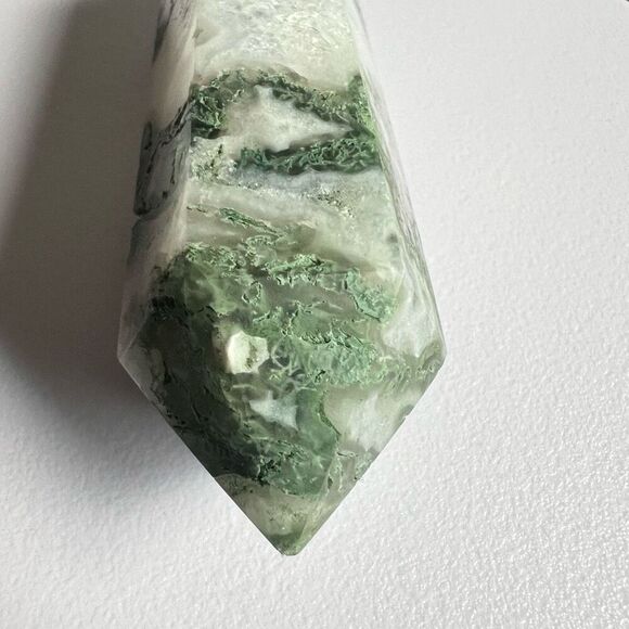 Moss Agate Crystal Double Terminated Point (#6)‎ - Picture 4 of 12